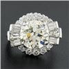 Image 3 : Vintage Platinum GIA 5.56 ctw Old Cut Round & Baguette Diamond Engagement Ring