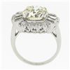 Image 9 : Vintage Platinum GIA 5.56 ctw Old Cut Round & Baguette Diamond Engagement Ring