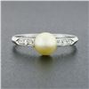 Image 2 : Antique Art Deco.900 Platinum Cultured Pearl Solitaire Single Cut Diamond Ring