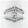 Image 1 : 14K White Gold 1.01 ctw Marquise & Round Cut Diamond Milgrain Wide Open Split Ri