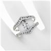 Image 3 : 14K White Gold 1.01 ctw Marquise & Round Cut Diamond Milgrain Wide Open Split Ri