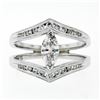 Image 4 : 14K White Gold 1.01 ctw Marquise & Round Cut Diamond Milgrain Wide Open Split Ri