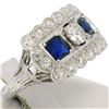 Image 3 : Antique Art Deco Etched Platinum 1.0 ctw European Cut Diamond & Syn Sapphire Rin