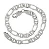 Image 2 : Men's Italian 14k White Gold 9" Polished 5.9mm Figaro Link Chain Bracelet