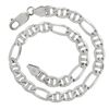 Image 3 : Men's Italian 14k White Gold 9" Polished 5.9mm Figaro Link Chain Bracelet