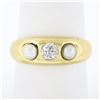 Image 1 : Antique 14k Yellow Gold 0.28 ctw European Diamond w/ 3.9mm Pearl Accents Band Ri