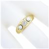 Image 3 : Antique 14k Yellow Gold 0.28 ctw European Diamond w/ 3.9mm Pearl Accents Band Ri