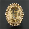 Image 2 : Vintage 18k Gold Milgrain Bezel Oval Citrine Open Work Beaded Large Platter Ring