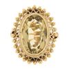 Image 4 : Vintage 18k Gold Milgrain Bezel Oval Citrine Open Work Beaded Large Platter Ring