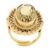 Image 7 : Vintage 18k Gold Milgrain Bezel Oval Citrine Open Work Beaded Large Platter Ring