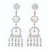 Image 1 : Elegant 18k White Gold 1.35 ctw Diamond Chandelier Milgrain Drop Dangle Earrings