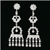 Image 2 : Elegant 18k White Gold 1.35 ctw Diamond Chandelier Milgrain Drop Dangle Earrings