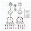 Image 3 : Elegant 18k White Gold 1.35 ctw Diamond Chandelier Milgrain Drop Dangle Earrings