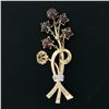 Image 2 : Unique Vintage 14k Gold Custom Star Garnet Emerald Diamond Bundle Bouquet Brooch