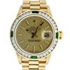Image 1 : Rolex Ladies 18K Yellow Gold Emerald And Champagne Index President Wristwatch