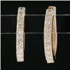 Image 2 : NEW Classic 14k Rose Gold 0.20 ctw Pave Diamond 12.5mm Petite Huggie Hoop Earrin