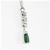 Image 4 : 14K White Gold Pear Emerald & Round Diamond Tear Drop Dangle Pendant w/ Chain