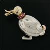 Image 2 : Retro Solid 14K Tri Gold 3D Duck Bird Pin Brooch w/ 0.20 ctw Round Brilliant Rub