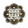 Image 1 : Antique Art Nouveau 14k Gold Seed Pearl White Blue Enamel Flower Brooch Pendant