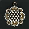 Image 2 : Antique Art Nouveau 14k Gold Seed Pearl White Blue Enamel Flower Brooch Pendant