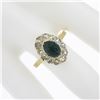 Image 3 : Antique Victorian 18k Gold Oval Cabochon Sapphire Old Rose Cut Diamond Halo Ring