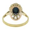 Image 4 : Antique Victorian 18k Gold Oval Cabochon Sapphire Old Rose Cut Diamond Halo Ring