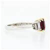 Image 5 : 18K Gold & Platinum 2.15 ctw GIA Burma VIVID RED Ruby & Emerald Cut Diamond Ring