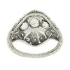 Image 7 : Antique Edwardian Platinum European Diamond Milgrain Engraved Dome Mosaic Ring