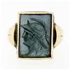 Image 4 : Antique Mens 10K Yellow Gold Rectangular Carved Hematite Intaglio Solitaire Ring