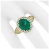 Image 4 : Vintage 18k Gold 11.08 ctw AGL Oval Cabochon Emerald & Pave Diamond Cocktail Rin