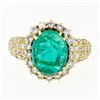 Image 5 : Vintage 18k Gold 11.08 ctw AGL Oval Cabochon Emerald & Pave Diamond Cocktail Rin