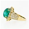 Image 7 : Vintage 18k Gold 11.08 ctw AGL Oval Cabochon Emerald & Pave Diamond Cocktail Rin