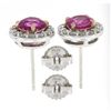 Image 4 : Platinum & 14K Gold 3.06 ctw GIA Pink Sapphire Diamond Halo Cluster Stud Earring