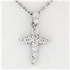 Image 2 : Petite Solid Platinum.30 ctw Round Brilliant Diamond Simple Cross Pendant & Chai