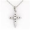 Image 5 : Petite Solid Platinum.30 ctw Round Brilliant Diamond Simple Cross Pendant & Chai