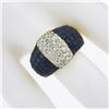 Image 7 : 18K Gold 5.23 ctw Mystery Invisible Set Sapphire & Diamond Wide Domed Band Ring