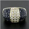Image 8 : 18K Gold 5.23 ctw Mystery Invisible Set Sapphire & Diamond Wide Domed Band Ring