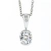 Image 2 : New 14k White Gold 0.56 ctw European Diamond Half Bezel Solitaire Pendant & Chai