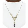 Image 1 : Antique Victorian 14k Gold Pear Amethyst Seed Pearl Dangle Lavalier Necklace