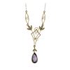 Image 2 : Antique Victorian 14k Gold Pear Amethyst Seed Pearl Dangle Lavalier Necklace