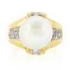 Image 4 : 14K Yellow Gold Large 12.58mm South Sea Pearl Ring w/ Baguette & Round Diamonds