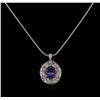 Image 2 : 21.34 ctw GIA Cert Tanzanite and Diamond Pendant With Chain - 14KT White Gold