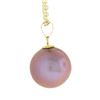 Image 4 : 18K Yellow Gold 10.3mm Pink Pearl Solitaire Pendant 18" Cable Chain Necklace