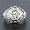 Image 2 : Vintage Platinum 1.21 ctw GIA Old European Diamond Dome Filigree Engagement Ring