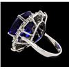 Image 3 : GIA Cert 19.97 ctw Tanzanite and Diamond Ring - 14KT White Gold