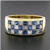 Image 2 : 18K Gold 2.16 ctw Invisible Set Alternating Sapphire Diamond Wide Stack Band Rin