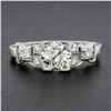 Image 2 : Antique Art Deco Platinum 0.92 ctw European Diamond Buckle Style Sides Ring