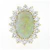 Image 4 : Vintage 14k Gold Oval Cabochon Opal w/ 4.0 ctw Round Diamond Halo Cocktail Ring