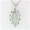 Image 5 : Vintage 14K White Gold Marquise Green Amethyst & 1.15 ctw Diamond Pendant Neckla