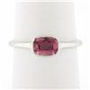 Image 1 : 18k White Gold 0.81 ctw GIA Cushion Padparadscha Sapphire Bezel Solitaire Ring